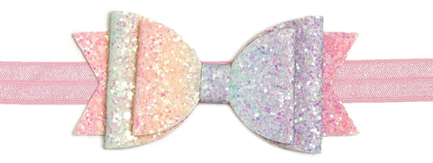 Sweet Wink Pastel Rainbow Rainbow Glitter Bow Light Pink Headband, Sweet W, Black Friday, cf-type-headband, cf-vendor-sweet-w, Cyber Monday, Els PW 5060, Headband, Pastel Rainbow Bow, Rainbow