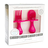Think Pink Grabease Fork & Spoon Set, Grabease, Baby Fork and Spoon Set, CM22, Cyber Monday, EB Baby, First Self Feeding Utensil Set of Spoon and Fork for Toddlers, Grab Ease, Grabease, Grabe