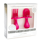 Think Pink Grabease Fork & Spoon Set, Grabease, Baby Fork and Spoon Set, CM22, Cyber Monday, EB Baby, First Self Feeding Utensil Set of Spoon and Fork for Toddlers, Grab Ease, Grabease, Grabe