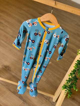 Kozi & Co Blue Tractors Footie with Zipper, Kozi & co, CM22, Kozi, Kozi & Co, Kozi & Co Blue Tractors, Kozi & Co Blue Tractors Footie with Zipper, Kozi & Co Country, Kozi & Co Country 2.0, Ko