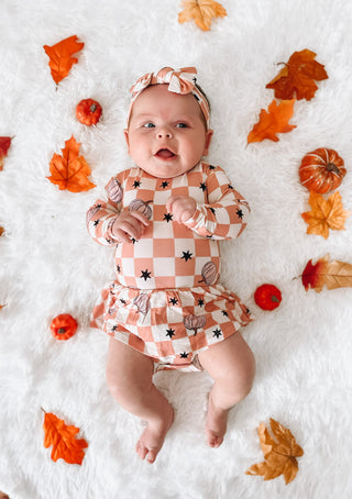 Dream Big Little Co Harvest Kisses Checks Dream Onesie Dress, Dream Big Little Co, cf-size-12-18-months, cf-size-18-24-months, cf-type-dresses, cf-vendor-dream-big-little-co, CM22, DBLC, Drea