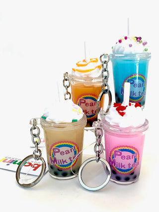 bcmini Pearl Milk Tea Sprinkle Charm Keyring, BCMINI, bcmini, Boba Tea, Keychain, Pearl Milk Tea Sprinkle, Stocking Stuffer, Stocking Stuffers, Keychain - Basically Bows & Bowties