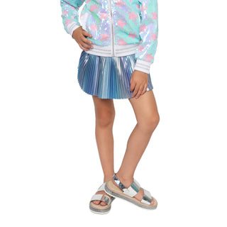 MIA New York Pleated Skort - Blue, MIA New York, cf-size-large-12, cf-type-shorts, cf-vendor-mia-new-york, Metallic Skort, MIA, MIA New York, Pleated Skort, Skort, Shorts - Basically Bows & B