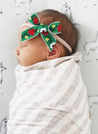 Baby Bling Swedish Bow Skinny Headband-Green Flower, Baby Bling, Baby Bling, Baby Bling Bows, Baby Bling Skinny, Baby Bling Skinny Bow Headband, Baby Bling Skinny Headband, Baby Bling Skinny 