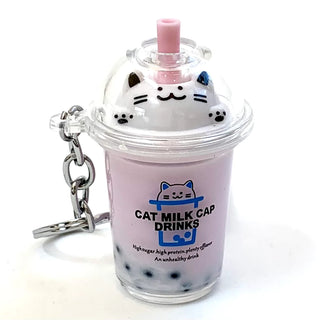 bcmini Cat Boba Tea Charm Keyring, BCMINI, bcmini, Boba Tea, Cat, Keychain, Stocking Stuffer, Stocking Stuffers, Keychain - Basically Bows & Bowties