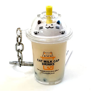 bcmini Cat Boba Tea Charm Keyring, BCMINI, bcmini, Boba Tea, Cat, Keychain, Stocking Stuffer, Stocking Stuffers, Keychain - Basically Bows & Bowties