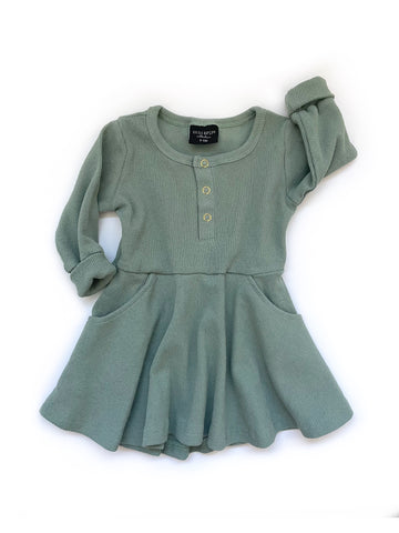 Little Bipsy Fern Ribbed L/S Dress, Little Bipsy Collection, cf-size-12-18-months, cf-size-3-6-months, cf-size-3t-4t, cf-type-dress, cf-vendor-little-bipsy-collection, CM22, Dress, JAN23, Lit