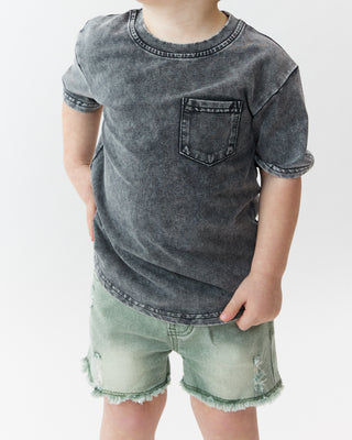 Little Bipsy Cut Off Denim Shorts - Green Wash, Little Bipsy Collection, Baja Collection, cf-size-0-3-months, cf-size-12-18-months, cf-size-5t-6t, cf-size-6-12-months, cf-type-shorts, cf-vend