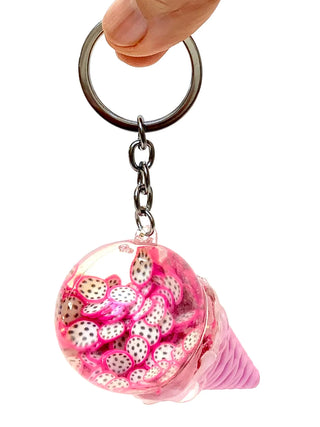 bcmini Floating Fruit Ice Cream Charm Keyring, BCMINI, bcmini, cf-type-keychain, cf-vendor-bcmini, ice cream, ice cream cone, Keychain, Stocking Stuffer, Stocking Stuffers, Keychain - Basical
