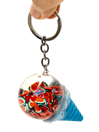 bcmini Floating Fruit Ice Cream Charm Keyring, BCMINI, bcmini, cf-type-keychain, cf-vendor-bcmini, ice cream, ice cream cone, Keychain, Stocking Stuffer, Stocking Stuffers, Keychain - Basical