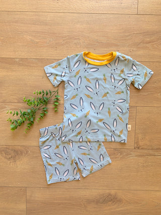 Kozi & Co Hello Bunny S/S Pajama Set with Shorts, Kozi & co, CM22, Easter, Easter Bunny, Els PW 5060, Kozi, Kozi & Co, Kozi & Co Hello Bunny, Kozi & Co Hello Bunny S/S Pajama Set with Shorts,
