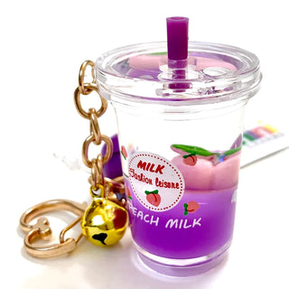 bcmini Peach Milk Bell Charm Keyring, BCMINI, bcmini, cf-type-keychain, cf-vendor-bcmini, Keychain, Milk Bell Charm, Stocking Stuffer, Stocking Stuffers, Keychain - Basically Bows & Bowties