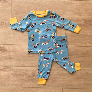 Kozi & Co Blue Tractors L/S Pajama Set with Pants, Kozi & co, CM22, Kozi, Kozi & Co, Kozi & Co Blue Tractors, Kozi & Co Blue Tractors  Pajama Set, Kozi & Co Country, Kozi & Co Country 2.0, Ko