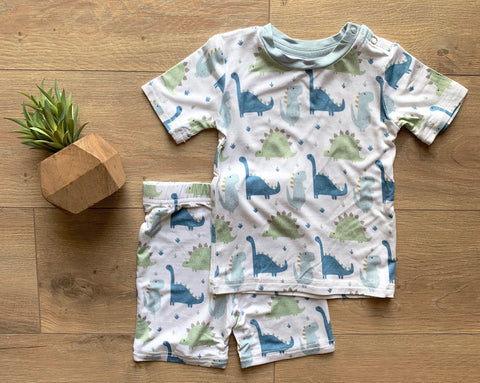 Kozi & Co Blue Dinos S/S Pajama Set with Shorts, Kozi & co, 2pc Pajama Set, 2pc Pj Set, Black Friday, CM22, Cyber Monday, Els PW 8258, End of Year, End of Year Sale, Kozi & Co, Kozi & Co Blue
