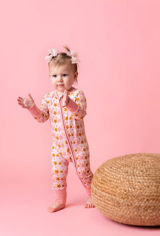 In My Jammers Pink Star Zipper Romper, In My Jammers, Bamboo, Bamboo Pajamas, cf-size-9-12-months, cf-type-pajamas, cf-vendor-in-my-jammers, Convertible, Convertible Romper, In My Jammers, In