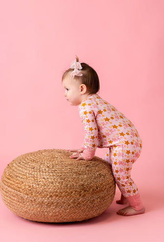 In My Jammers Pink Star Zipper Romper, In My Jammers, Bamboo, Bamboo Pajamas, cf-size-9-12-months, cf-type-pajamas, cf-vendor-in-my-jammers, Convertible, Convertible Romper, In My Jammers, In