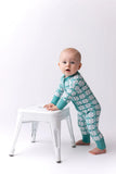In My Jammers Teal Plaid Zipper Romper, In My Jammers, Bamboo, Bamboo Pajamas, cf-size-12-18-months, cf-size-3-6-months, cf-size-6-9-months, cf-size-9-12-months, cf-type-pajamas, cf-vendor-in
