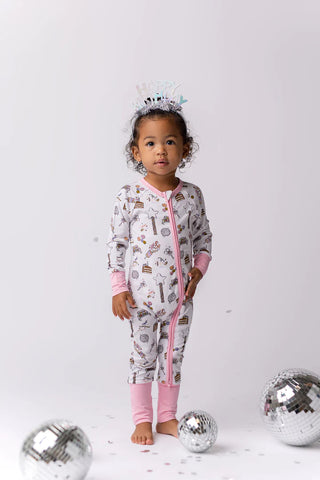 In My Jammers Pink It's Your Birthday Zipper Romper, In My Jammers, Bamboo, Bamboo Pajamas, Birthday, Birthday Girl, Convertible, Convertible Romper, In My Jammers, In My Jammers Pink It's Yo
