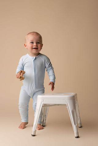 In My Jammers Solid Sky Blue Ribbed Zipper Romper, In My Jammers, Bamboo, Bamboo Pajamas, cf-size-12-18-months, cf-size-18-24-months, cf-size-2t, cf-size-3-6-months, cf-size-6-9-months, cf-ty