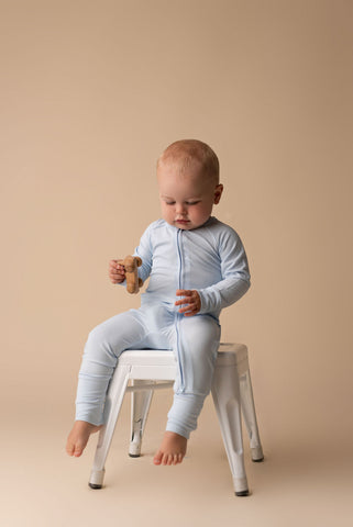 In My Jammers Solid Sky Blue Ribbed Zipper Romper, In My Jammers, Bamboo, Bamboo Pajamas, cf-size-12-18-months, cf-size-18-24-months, cf-size-2t, cf-size-3-6-months, cf-size-6-9-months, cf-ty