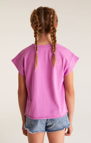 Z Supply Girls Cyler Jersey Tee - Wild Dahlia, Z Supply, CM22, JAN23, Top, Tween Girl, tween girls, Tween Girls Clothing, Z Supply, Z Supply Girls, Z Supply Girls Cyler Jersey Tee, Z Supply G