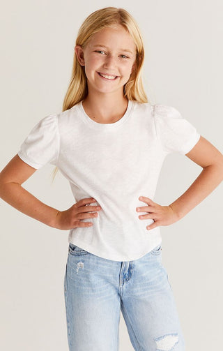 Z Supply Girls Carrie Slub Top - White, Z Supply, CM22, JAN23, Top, Tween Girl, tween girls, Tween Girls Clothing, Z Supply, Z Supply Girls, Z Supply Girls Carrie Slub Top, Z Supply Girls Top