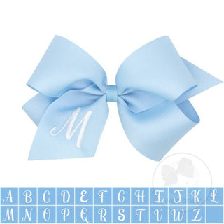 King Blue w/White Monogram Hair Bow on Clippie, Wee Ones, Alligator Clip, Alligator Clip Hair Bow, cf-type-hair-bow, cf-vendor-wee-ones, Clippie, Grosgrain, Hair Bow, Initial, Initial Hair Bo
