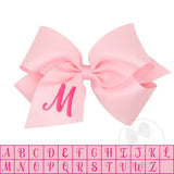 King Light Pink w/Hot Pink Monogram Hair Bow on Clippie, Wee Ones, Alligator Clip, Alligator Clip Hair Bow, cf-type-hair-bow, cf-vendor-wee-ones, Clippie, Grosgrain, Hair Bow, Initial, Initia
