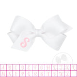 Mini White w/Light Pink Monogram Hair Bow on Clippie, Wee Ones, Alligator Clip, Alligator Clip Hair Bow, cf-type-hair-bow, cf-vendor-wee-ones, Clippie, Grosgrain, Hair Bow, Initial, Initial H
