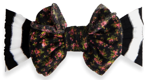 Baby Bling Black Floral Jersey with Black & White Stripe Jersey Bow Headband, Baby Bling, Baby Bling, Baby Bling Bows, Baby Bling Headband, Baby Headband, Baby Headbands, Jersey Bow Headband,