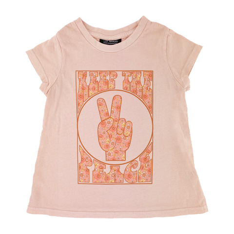 Tiny Whales Keep the Peace Rose Girls Crew S/S Tee, Tiny Whales, Keep the Peace Rose Girls Crew Tee, Made in the USA, Tiny Whales, Tiny Whales Clothing, Tiny Whales Girls, Tiny Whales Girls C