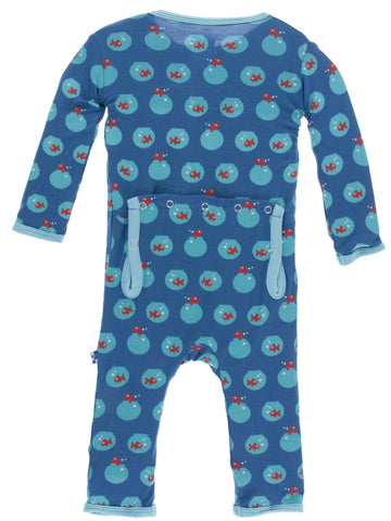 KicKee Pants Twilight Fish Bowl Fitted Coverall w/Zipper, KicKee Pants, Baby Boy, Baby Boy Clothing, Baby Gift, Baby Shower Gift, CM22, Coverall, KicKee, KicKee Coverall, KicKee Pants, KicKee