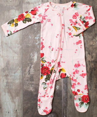 Cherry Blossoms Pink Footie, Bestaroo, Besta  roo, Bestaroo, Bestaroo Cherry Blossoms, Bestaroo Cherry Blossoms Pink Footie, Bestaroo Footie, Bestaroo Pajamas, Bestaroo Pink Cherry Blossoms, 