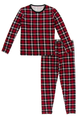 KicKee Pants Crimson 2020 Holiday Plaid L/S Pajama Set, KicKee Pants, 2pc Pajama Set, All Things Holiday, Bamboo Pajama, Bamboo Pajama Set, Bamboo Pajamas, Christmas, Christmas Pajama, Christ