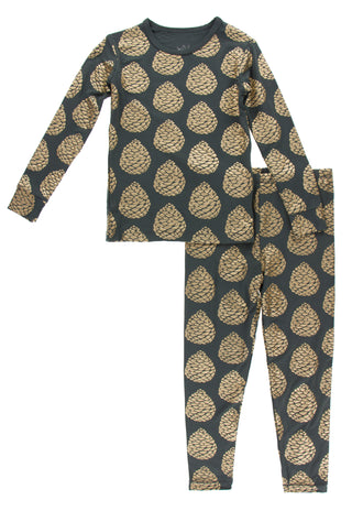 KicKee Pants Pewter Pinecones L/S Pajama Set, KicKee Pants, 2pc Pajama Set, All Things Holiday, Bamboo Pajama, Bamboo Pajama Set, Bamboo Pajamas, Christmas, Christmas Pajama, Christmas Pajama