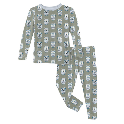 KicKee Pants Silver Sage Wise Owls L/S Pajama Set, KicKee Pants, cf-size-4t, cf-type-pajama-set, cf-vendor-kickee-pants, CM22, KicKee, KicKee Pants, KicKee Pants First Day of School, KicKee P
