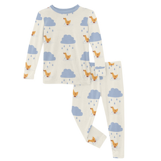 KicKee Pants Natural Puddle Duck L/S Pajama Set, KicKee Pants, CM22, KicKee, KicKee Pants, KicKee Pants L/S Pajama Set, KicKEe Pants Pajama Set, KicKee Pants Pajama set with Pants, KicKee Pan