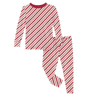KicKee Pants Crimson Candy Cane Stripe L/S Pajama Set, KicKee Pants, 2pc Pajama Set, All Things Holiday, Bamboo Pajama, Bamboo Pajama Set, Bamboo Pajamas, Candy Cane Stripe, Christmas, Christ