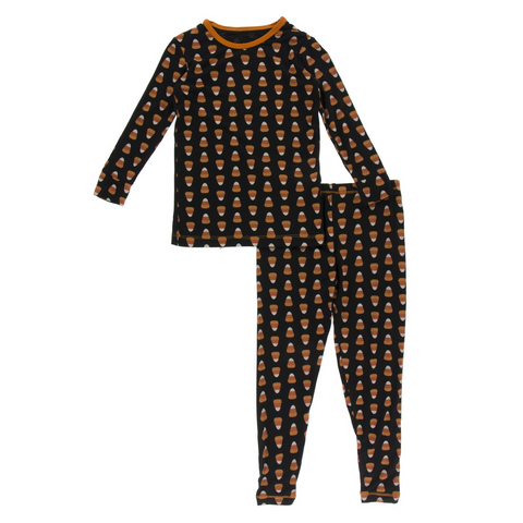 KicKee Pants Midnight Candy Corn L/S Pajama Set, KicKee Pants, Candy Corn, cf-size-5-years, cf-type-pajama-set, cf-vendor-kickee-pants, CM22, Halloween, Halloween Pajamas, KicKee, KicKee Pant