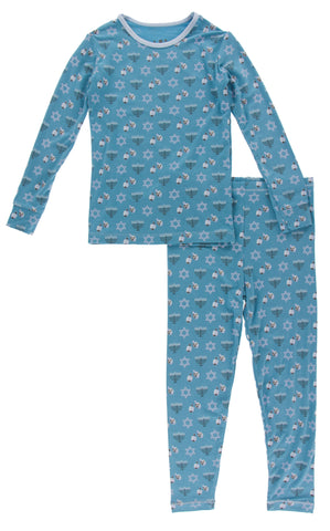 KicKee Pants Blue Moon Hanukkah L/S Pajama Set, KicKee Pants, 2pc Pajama Set, All Things Holiday, Boys Hanukkah, Chanukah, CM22, First Hanukkah, Girls Hanukkah, Hanukkah, Hanukkah Boy, Hanukk
