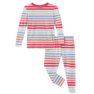 KicKee Pants Cotton Candy Stripe L/S Pajama Set, KicKee Pants, CM22, KicKee, KicKee Pants, KicKee Pants Cotton Candy Stripe, KicKee Pants Cotton Candy Stripe L/S Pajama Set, KicKee Pants Coun