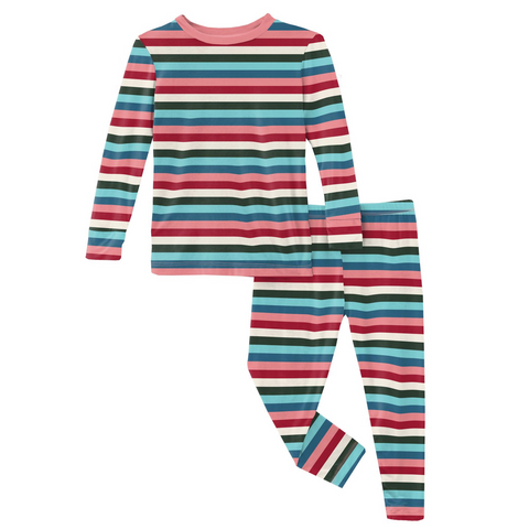 KicKee Pants Snowball Multi Stripe L/S Pajama Set, KicKee Pants, All Things Holiday, CM22, Jolly Holiday Sale, KicKee, KicKee Pants, KicKee Pants L/S Pajama Set, KicKEe Pants Pajama Set, KicK