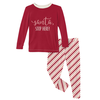 KicKee Pants Strawberry Candy Cane Stripe Graphic Tee L/S Pajama Set, KicKee Pants, All Things Holiday, CM22, Jolly Holiday Sale, KicKee, KicKee Pants, KicKee Pants L/S Pajama Set, KicKEe Pan