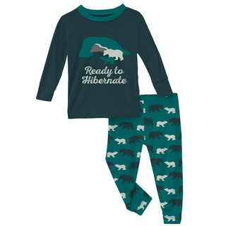 KicKee Pants Cedar Brown Bear Graphic Tee L/S Pajama Set, KicKee Pants, 2pc Pajama Set, All Things Holiday, Bamboo Pajama, Bamboo Pajama Set, Bamboo Pajamas, Christmas, Christmas Pajama, Chri