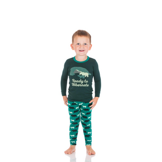 KicKee Pants Cedar Brown Bear Graphic Tee L/S Pajama Set, KicKee Pants, 2pc Pajama Set, All Things Holiday, Bamboo Pajama, Bamboo Pajama Set, Bamboo Pajamas, Christmas, Christmas Pajama, Chri