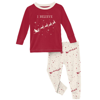 KicKee Pants Natural Flying Santa Graphic Tee L/S Pajama Set, KicKee Pants, 2pc Pajama Set, All Things Holiday, Bamboo Pajama, Bamboo Pajama Set, Bamboo Pajamas, Christmas, Christmas Pajama, 
