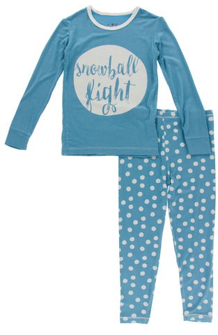 KicKee Pants Blue Moon Snowballs L/S Graphic Tee Pajama Set, KicKee Pants, 2pc Pajama Set, All Things Holiday, Bamboo Pajama, Bamboo Pajama Set, Bamboo Pajamas, Christmas, Christmas Pajama, C