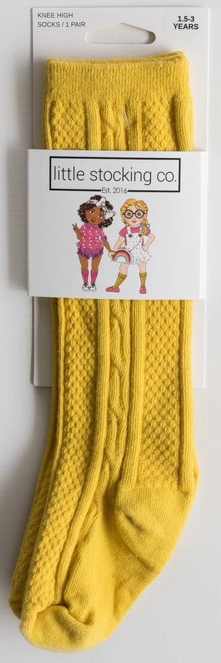 Little Stocking Co Knee High Socks - Mustard, Little Stocking Co, Cable Knit Knee High, Cable Knit Knee High Socks, Knee High, Knee High Socks, Knee Highs, Little Stocking Co, Little Stocking