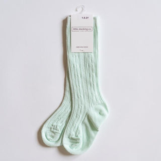 Little Stocking Co Knee High Socks - Mint, Little Stocking Co, Cable Knit Knee High, Cable Knit Knee High Socks, Knee High, Knee High Socks, Knee Highs, Little Stocking Co, Little Stocking Co