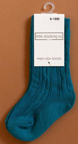 Little Stocking Co Knee High Socks - Capri, Little Stocking Co, Cable Knit Knee High, Cable Knit Knee High Socks, cf-size-0-6-months, cf-size-4-6y, cf-size-7-10y, cf-type-knee-high-socks, cf-